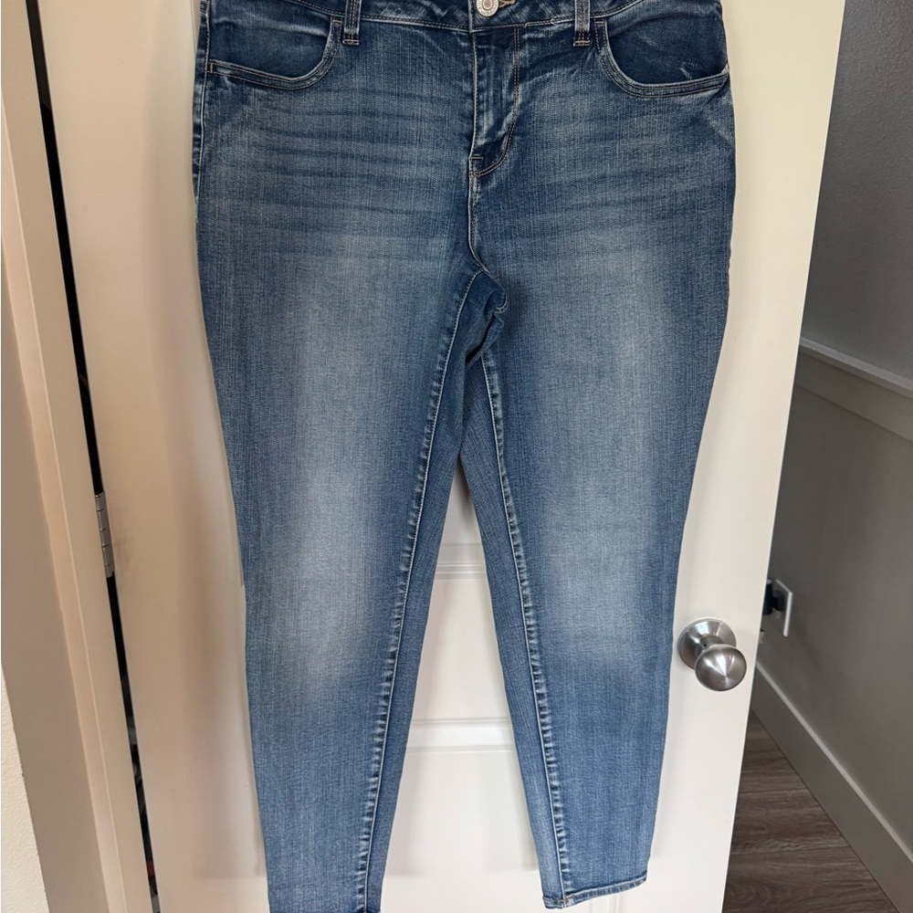 Maurices Blue Skinny Jeans with Subtle Fading
